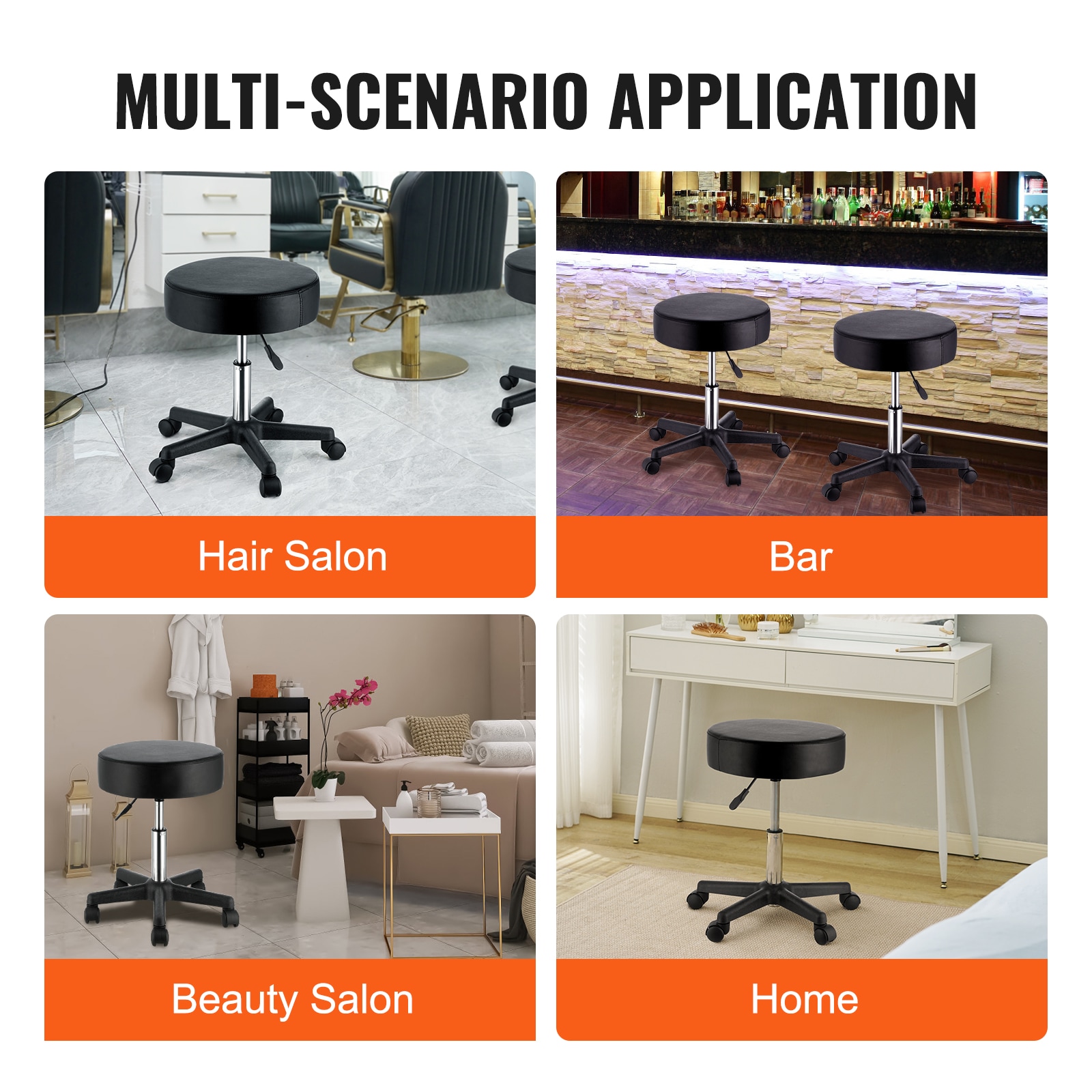 Rolling Stool With Wheels And Adjustable Height For Office And Salon_voghion.com